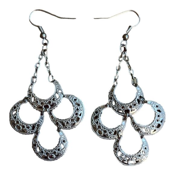Filigree drop earrings silver - Picture 1 of 3